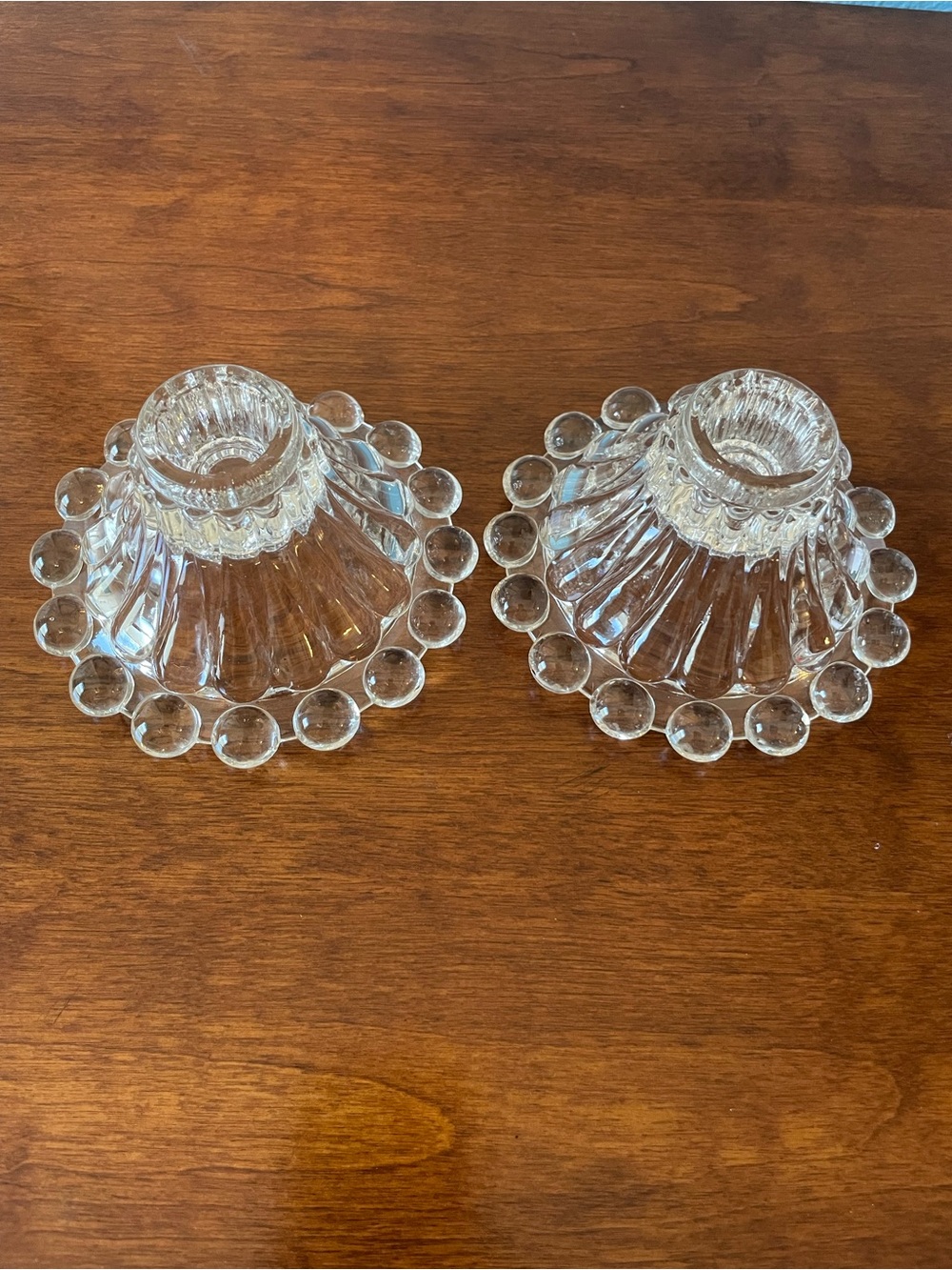 Vintage Candle Holders Anchor Hocking Berwick Boopie Glass  Set of 2